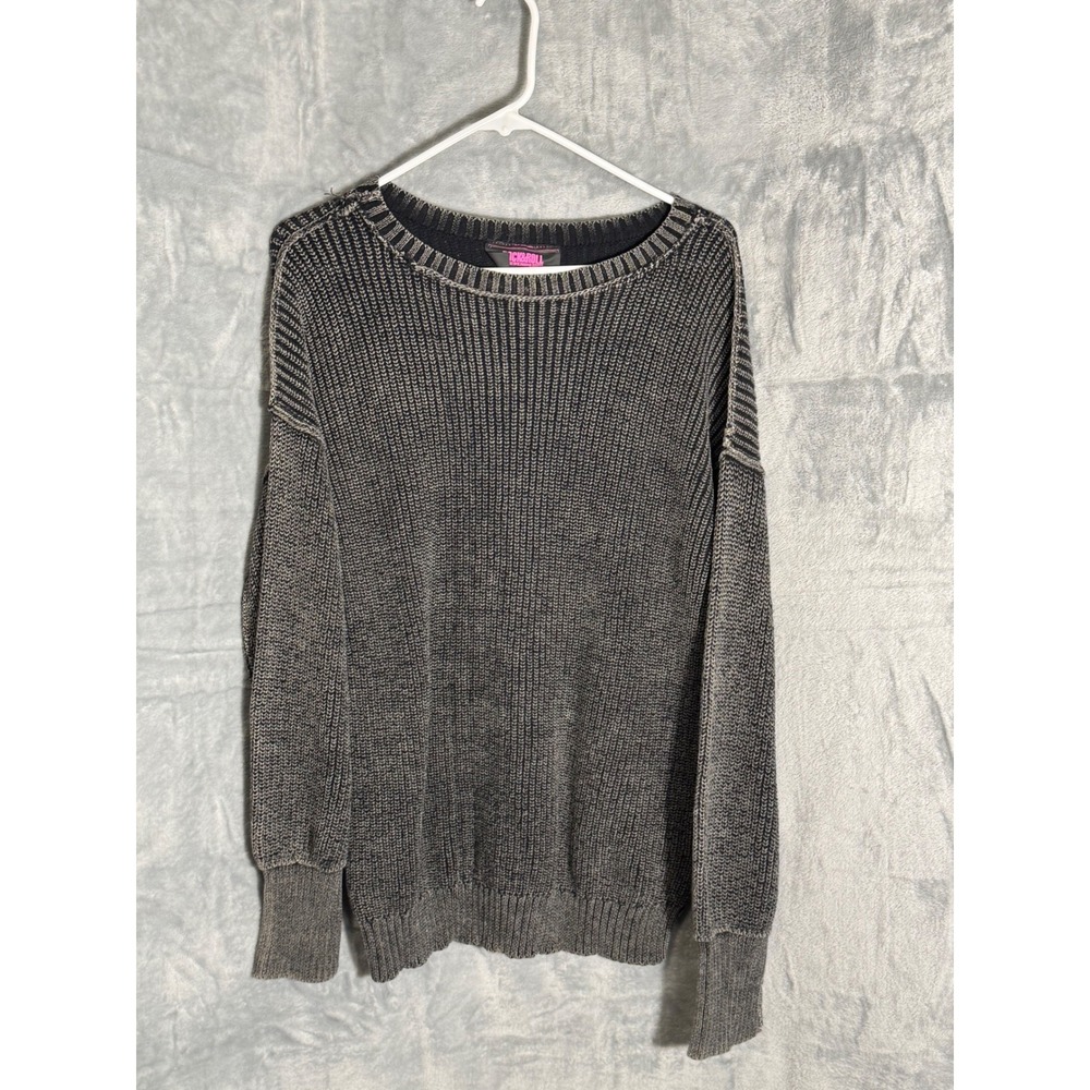 Rock & Roll Denim Womens Reversible Acid Wash Cotton Sweater Gray XL BW32T05215